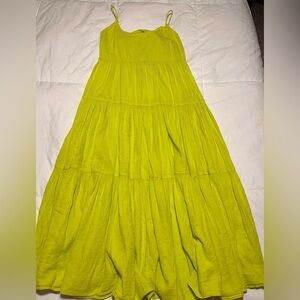 Women’s J. Crew Bow-back tiered cotton maxi dress in neon yellow size XS